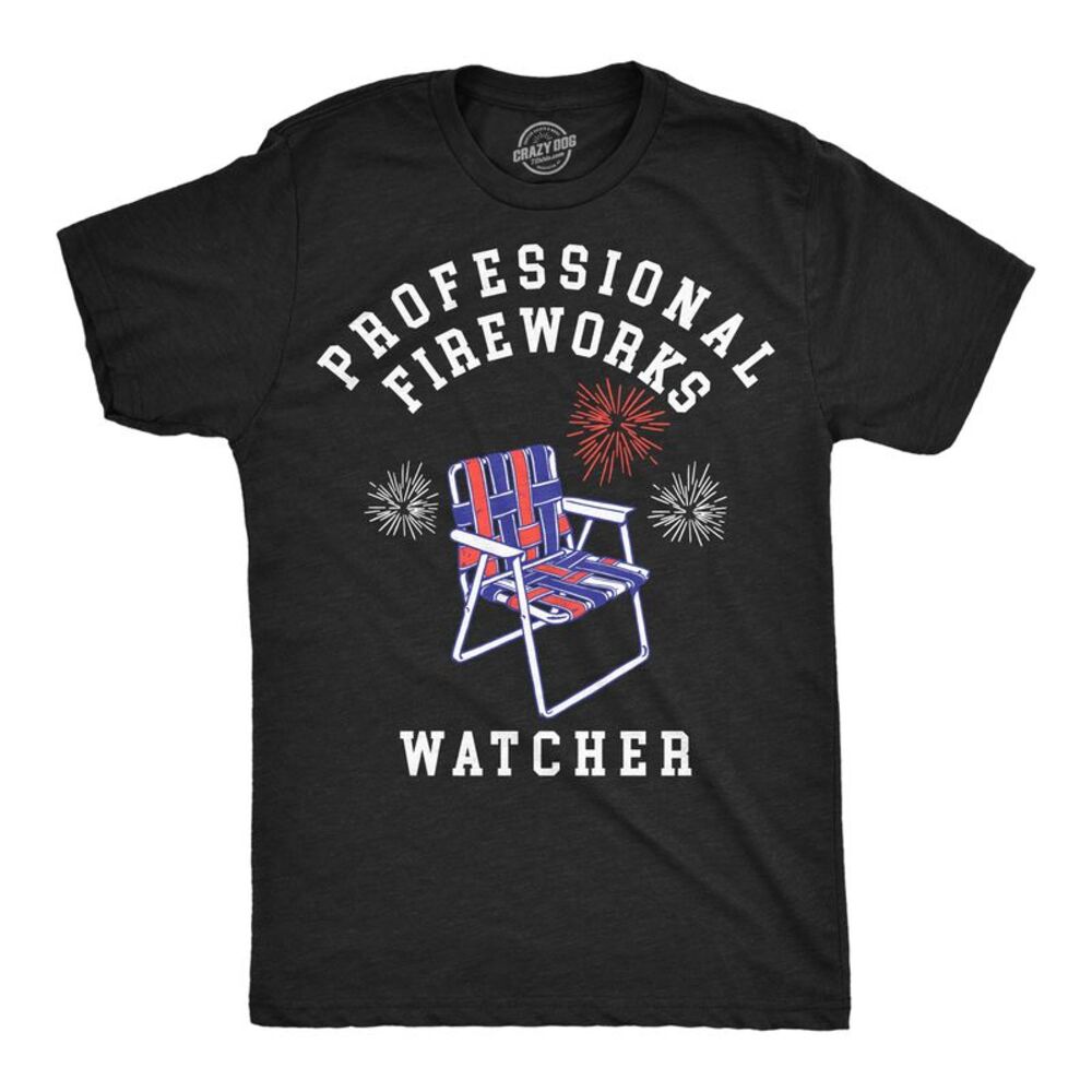 Mens Funny T Shirts Professional Fireworks Watcher Sarcastic Fourth Of July Tee